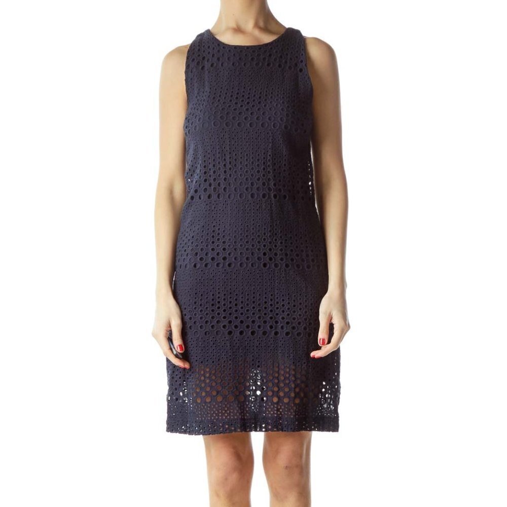 sunday in brooklyn Navy Blue Round Neck Sleeveless Knit Dress - Picture 1 of 3